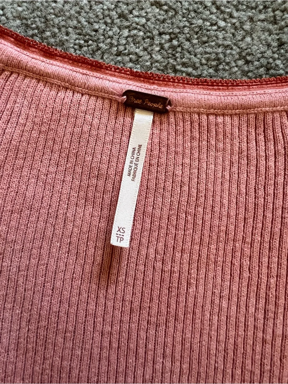 Free People Pink Long Sleeve Henley Knit Top